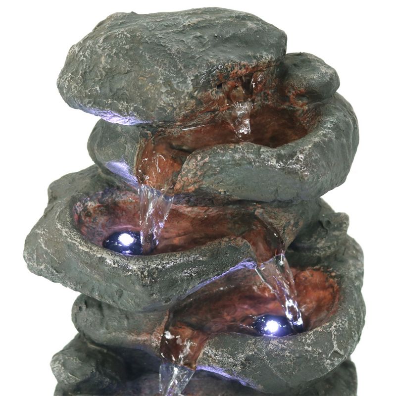 Sunnydaze Indoor Home Decorative Relaxing Stacked Rocks Tabletop Water Fountain with LED Lights - 10", 6 of 16