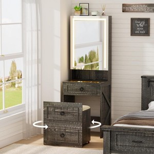 Vlsrka 3-in-1 Vanity Desk with LED Mirror and Hidden Storage Stool - 1 of 2