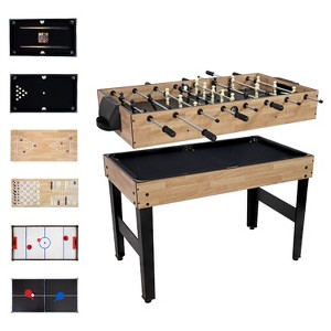 Sunnydaze 10-in-1 Multi-Game Table with Billiards, Foosball, Hockey, Ping Pong, Chess, Checkers, Backgammon, Shuffleboard, Bowling, and Cards - 49.5" - 1 of 4