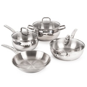 BergHOFF Belly Shape 18/10 Stainless Steel 7Pc Starter Cookware Set With Glass Lid - 1 of 4