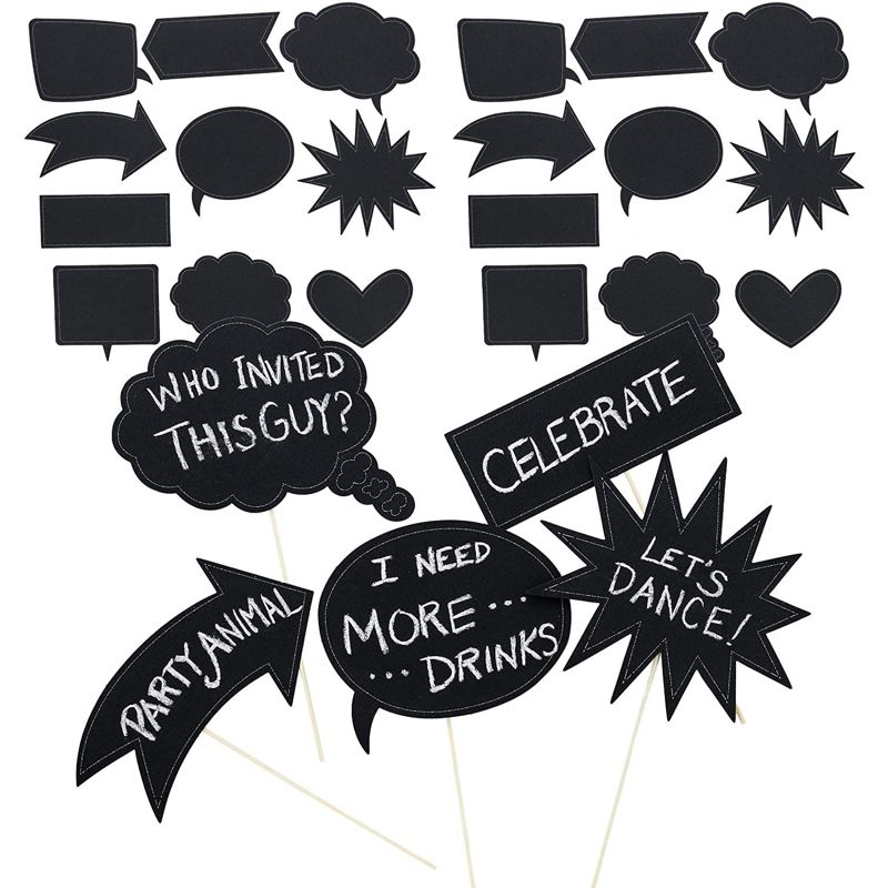 60-Pack Writable Chalkboard Photo Booth Props for Weddings and Parties, Assorted, 1 of 7