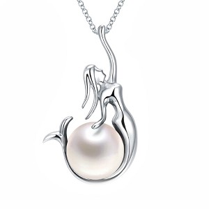 Mermaid Necklace Simulated Pearl Sterling Silver Womens by Ginger Lyne Collection - 1 of 4
