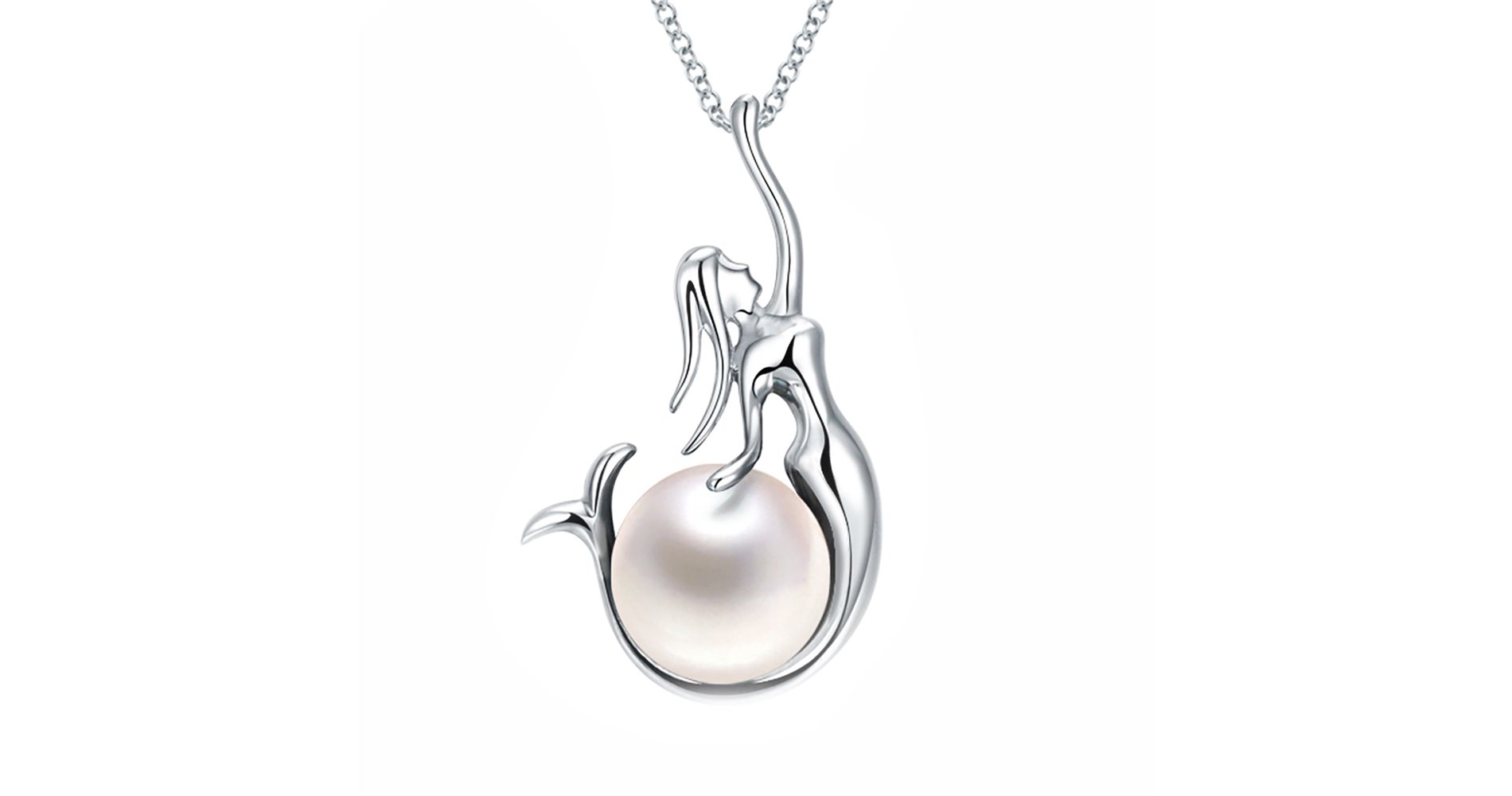 Mermaid Necklace Simulated Pearl Sterling Silver Womens by Ginger Lyne Collection