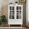 TIRAMISUBEST White Buffet Cabinet with Glass Doors & Drawer - Minimalist Storage Unit for Dining Room or Entryway - 3 of 4