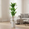 4.8FT Artificial Dracaena (Brazil Wood) Tree with Tall White Planter, Eco-Friendly Faux Plant for Home & Office - 2 of 4