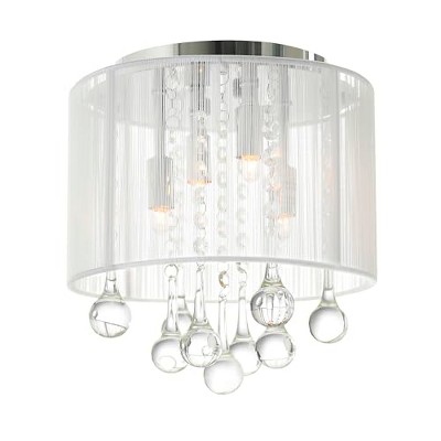 CWI Lighting Water Drop 4 Light Drum Shade Flush Mount With Chrome Finish
