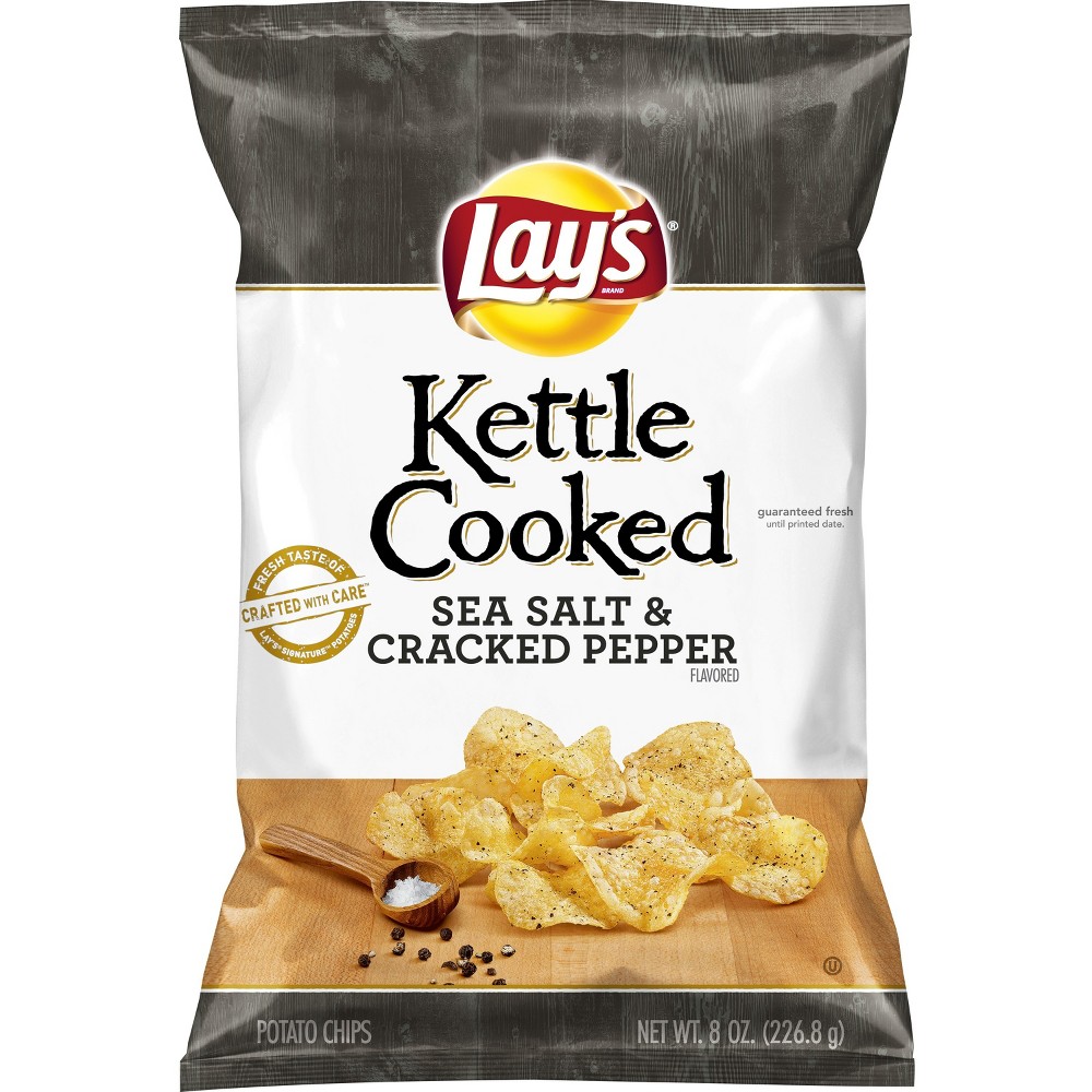 UPC 028400084468 product image for Lay's Kettle Cooked Salt & Pepper Flavored Potato Chips - 8oz | upcitemdb.com
