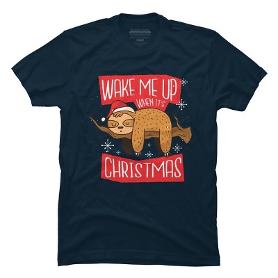 Men's Design By Humans Christmas sloth By ArtStyleAlice T-Shirt