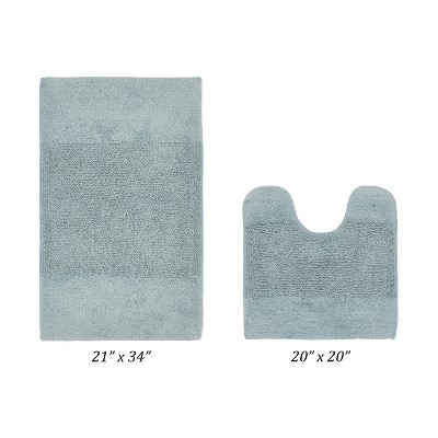 Granada 2 Piece Bath Rug Set 100% Premium Cotton Tufted Non-Slip Backing Bathmats for Bathroom, Super Soft Absorbent, Machine Washable