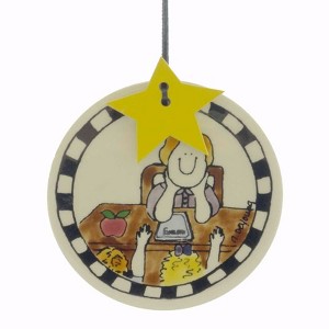 Craftoutlet.Com 3.5 Inch Teacher At Desk Tile Teacher Apple Students Tree Ornaments - 1 of 1