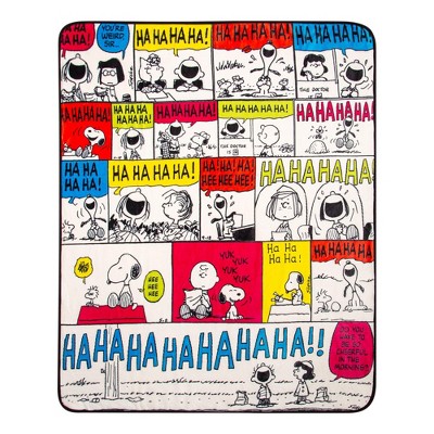 Silver Buffalo Peanuts ha Ha Ha Comic Strip Panels Throw Blanket