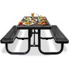 Itopfox Heavy-Duty Steel Outdoor Picnic Table with Umbrella Hole, Rectangular Weatherproof Dining Table for Backyard, Black - 2 of 4