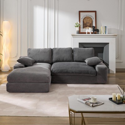 GlasFlength Modular Sectional Living Room Sofa Set, Modern Minimalist Style Upholstered Sleeper Sofa for Bedroom, L-Shape, Grey, 98.4"*68.9"*22.83""