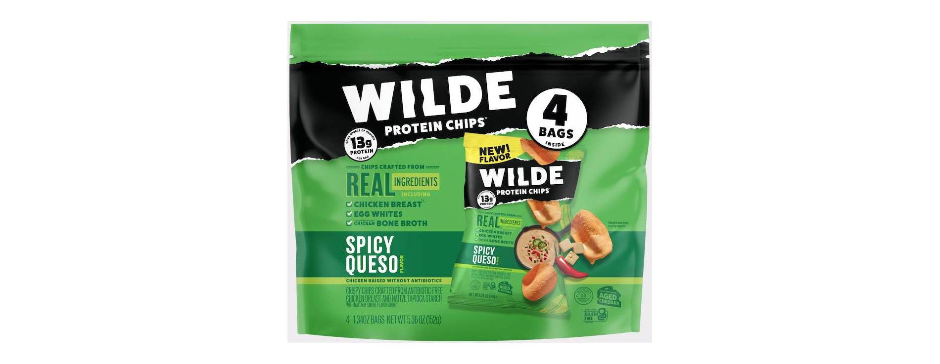 WILDE 13g Protein Chips - Spicy Queso - 4ct
