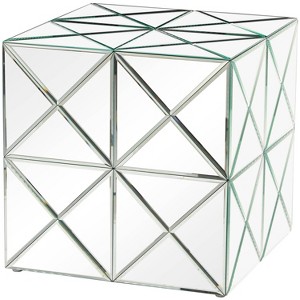 Glam Glass Geometric Cube Accent Table Silver - Olivia & May: Luxury End Table, No Assembly Required - 1 of 4