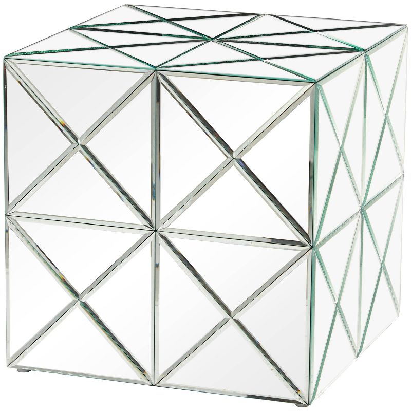 Glam Glass Geometric Cube Accent Table Silver - Olivia &#38; May, 1 of 6