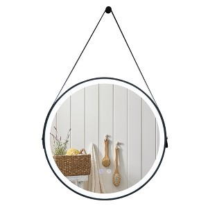 Costway 24'' Wall Mounted Bathroom Mirror Vanity Makeup Mirror with  3 Color LED Lights - 1 of 4