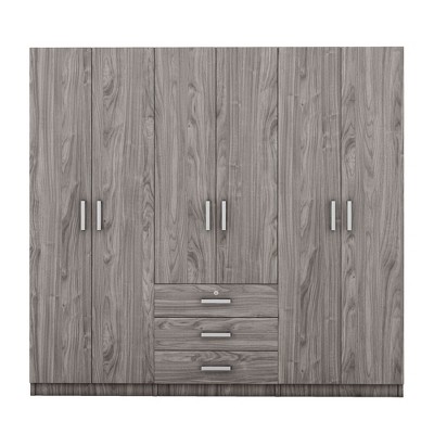 NicBex 68.00"H Armoire Wardrobe Closet Storage Cabinet with 6 Doors & Shelves & 3 Drawers for Bedroom