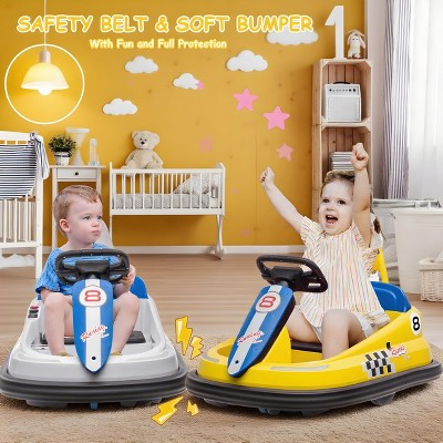 Bumper Car for Toddlers, 6V Electric Ride On Toys for Kids, 1.9 MPH Max Speed, Steering Wheel, 360 Degree Spin, 2-Speeds, Lights, Music & Horn