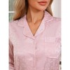 cheibear Women's Long Sleeve Button Down Notched Collar Soft Pajamas Set - 4 of 4