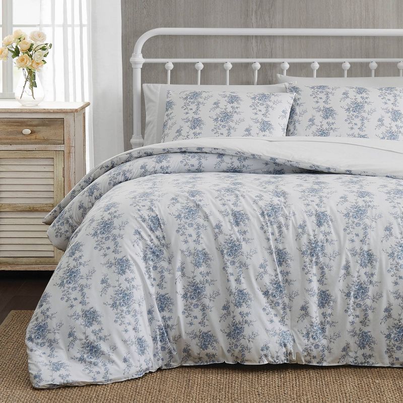 The Farmhouse By Rachel Ashwell British Rose Comforter Set White/Blue, 5 of 6