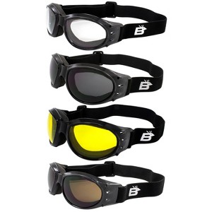 4 Pairs of Birdz Eyewear Eagle Safety Motorcycle Goggles with Clear, Smoke, Yellow, Smoke Lenses - 1 of 4