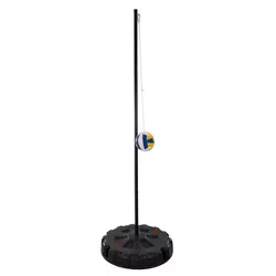 Toy Time Tetherball Outdoor Game Set With Base, Ball, Pump, Cord, and Stakes - Black