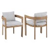 Christopher Knight Home Landon Patio Modern Aluminum Upholstered Dining Chairs with Wood Grain Finish (Set of 2) - 2 of 4