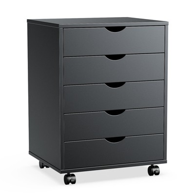 DOMETOUR 5 Drawer Mobile Storage Cabinet Dressers with Wheels for Office Bedroom Home White