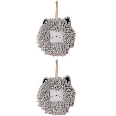 REGALWOVEN Cute Soft Absorbent Quick Drying Chenille Hanging Hand Towel 2 Pcs
