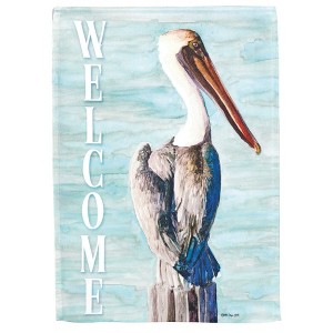 Magnolia Garden Welcome Brown Pelican 13 x 18 Inch Polyester Garden Flag - 1 of 2