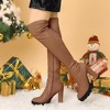 Allegra K Women's Platform Heels Chunky Heel Over Knee High Boots - 2 of 4