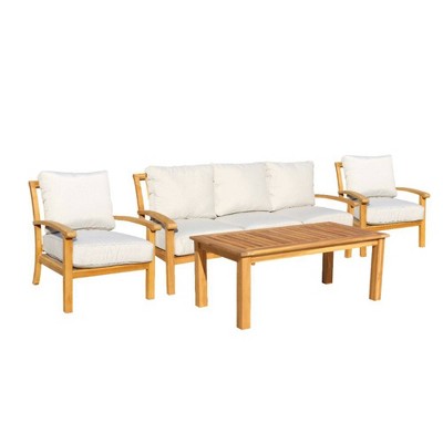 Heritage 4pc Teak Sofa Seating Set - Natural - Courtyard Casual