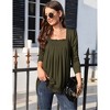 Long Sleeve Tunic Tops for Women Plus Size Square Neck T Shirt Solid Color Fall Lace Blouse - 3 of 4