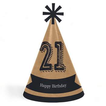 Big Dot of Happiness Finally 21 - 21st Birthday - Cone Happy Birthday Party Hats for Adults - Set of 8 (Standard Size)