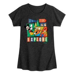 Girls' - Disney - Its Fun To Explore Fitted Short Sleeve Graphic T-Shirt - 1 of 4