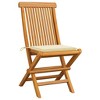vidaXL Solid Teak Wood Patio Chairs - 4 pcs Set with Cream Cushions, Lightweight, Foldable - 2 of 4
