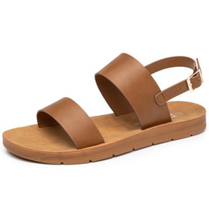 Alpine Swiss Beth Womens Flat Sandals Two Strap Buckle Slides Comfortable Summer Shoes Casual Slip On Footbed Sandals for Everyday Wear - 1 of 4