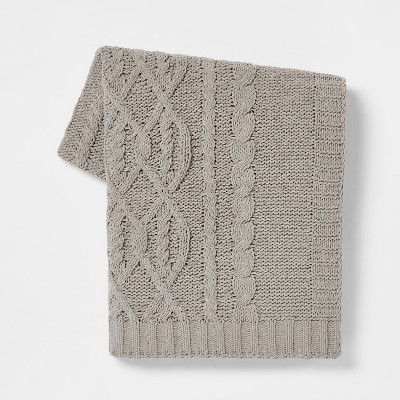 Cable-knit Chenille Sweater - Silver grey