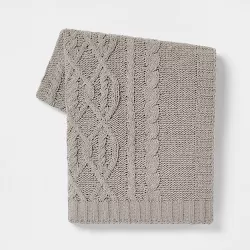 Cable Knit Chenille Throw Blanket Gray - Threshold™