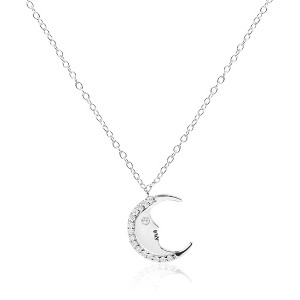 Haus of Brilliance Silver 1/10ct Diamond Crescent Man on the Moon Pendant Necklace - 1 of 4