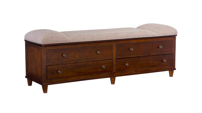 Mason Transitional Upholstered Storage Entryway Bench with 2 Drawers in Chestnut Finish - Powell, 2 of 17, play video