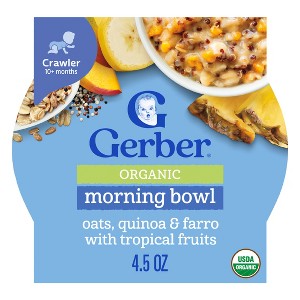 Gerber Organic Baby Food Oats, Quinoa, Farro and Tropical Fruits Stage 3 Meal - 4.5 oz​ - 1 of 4