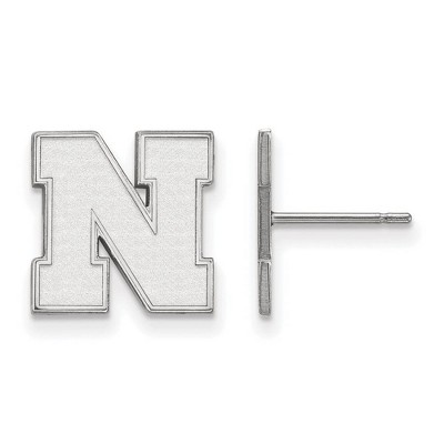 Black Bow Jewelry 14k White Gold Nebraska Cornhuskers NCAA Post Earrings