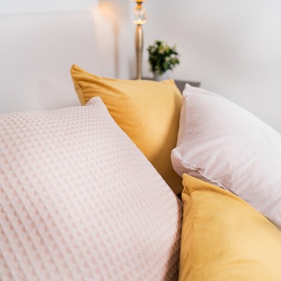 Honey Gold Velvet Euro Pillow Covers Set of 2