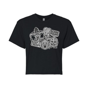 Women's - Are You Afraid of the Dark - Monster Patches Cropped Graphic T-Shirt - 1 of 4