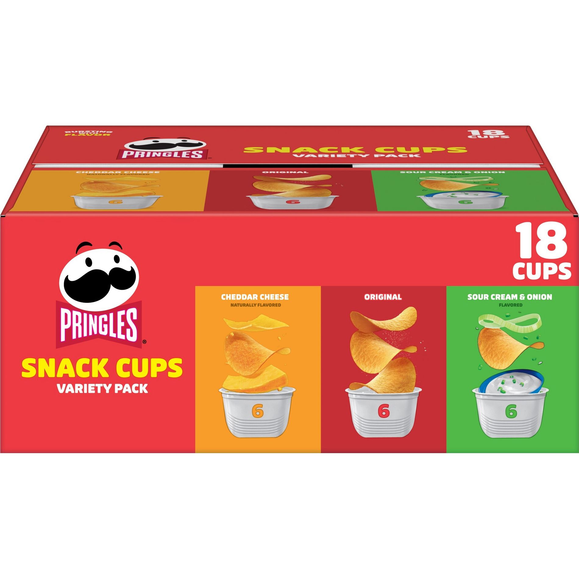 Pringles Snack Cups Variety Pack Potato Crisps Chips - 12.9oz/18ct