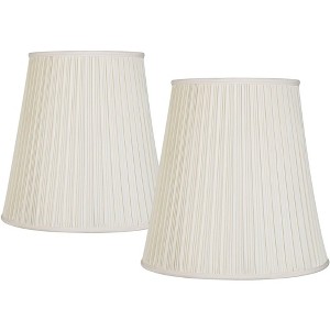 Springcrest Set of 2 Pleated Drum Lamp Shades Cream Large 12" Top x 18" Bottom x 18" High Spider with Replacement Harp and Finial - 1 of 4
