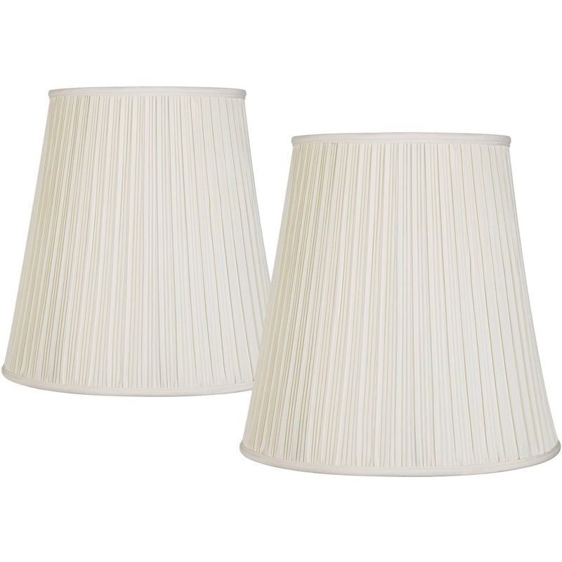 Springcrest Set of 2 Pleated Drum Lamp Shades Cream Large 12" Top x 18" Bottom x 18" High Spider with Replacement Harp and Finial, 1 of 8