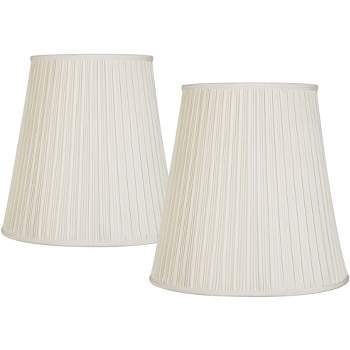 Springcrest Set of 2 Pleated Drum Lamp Shades Cream Large 12" Top x 18" Bottom x 18" High Spider with Replacement Harp and Finial
